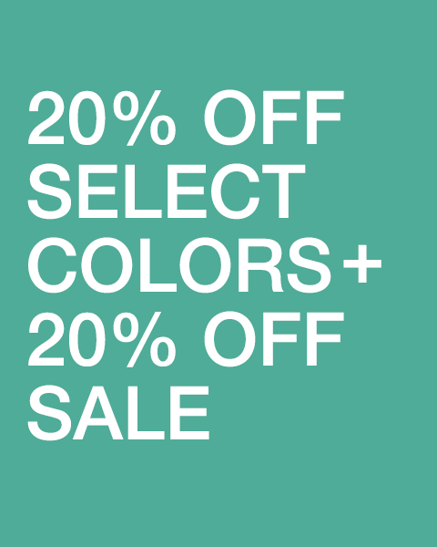 Text with alternating color background. Text says, "20% Off Select Colors + 20% Off Sale" - Women Nav Tile