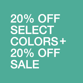 Text with alternating color background. Text says, "20% Off Select Colors + 20% Off Sale" - Women Nav Tile