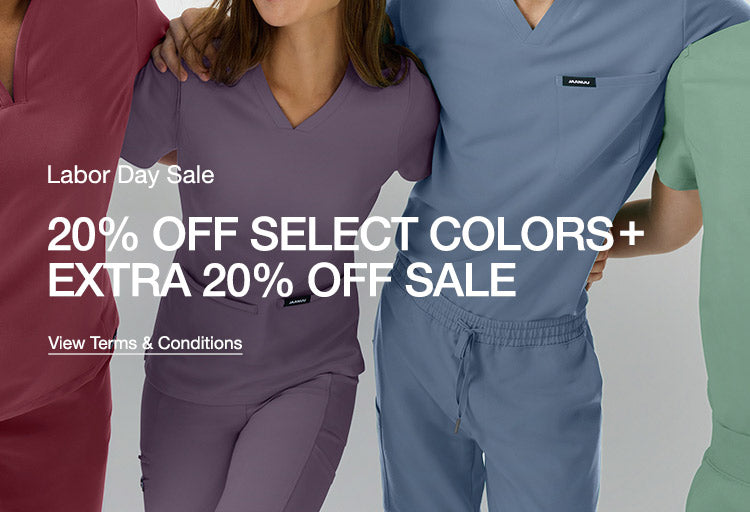 Text saying, "Labor Day Sale: 20% Off Select Colors + Extra 20% Off Sale"