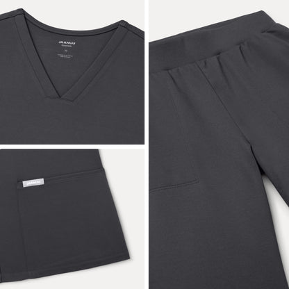 Jaanuu UltraSOFT™ Essential Comfort Women's 6-Pocket Scrub Set - Pewter
