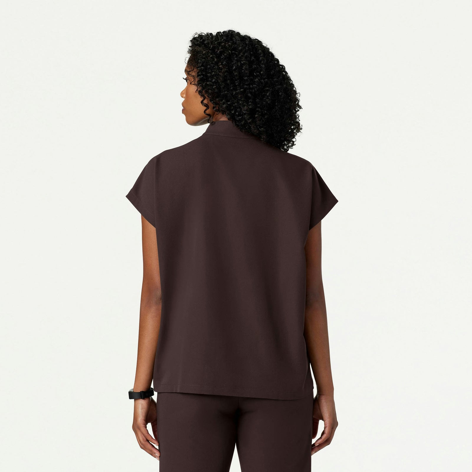Aris Oversized 2-Pocket Scrub Top - Espresso - WOMEN'S TOPS - Jaanuu