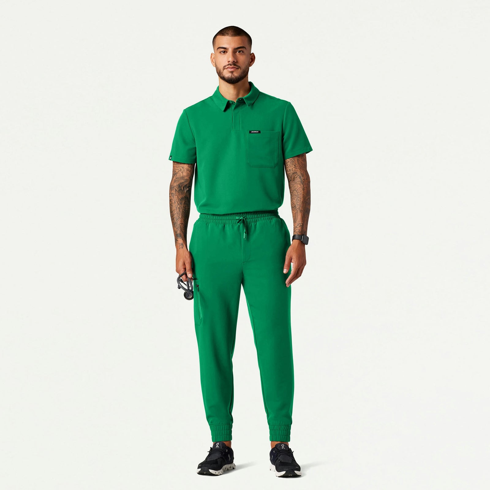 Axis Polo Scrub Top - Emerald Green - MEN'S TOPS - Jaanuu