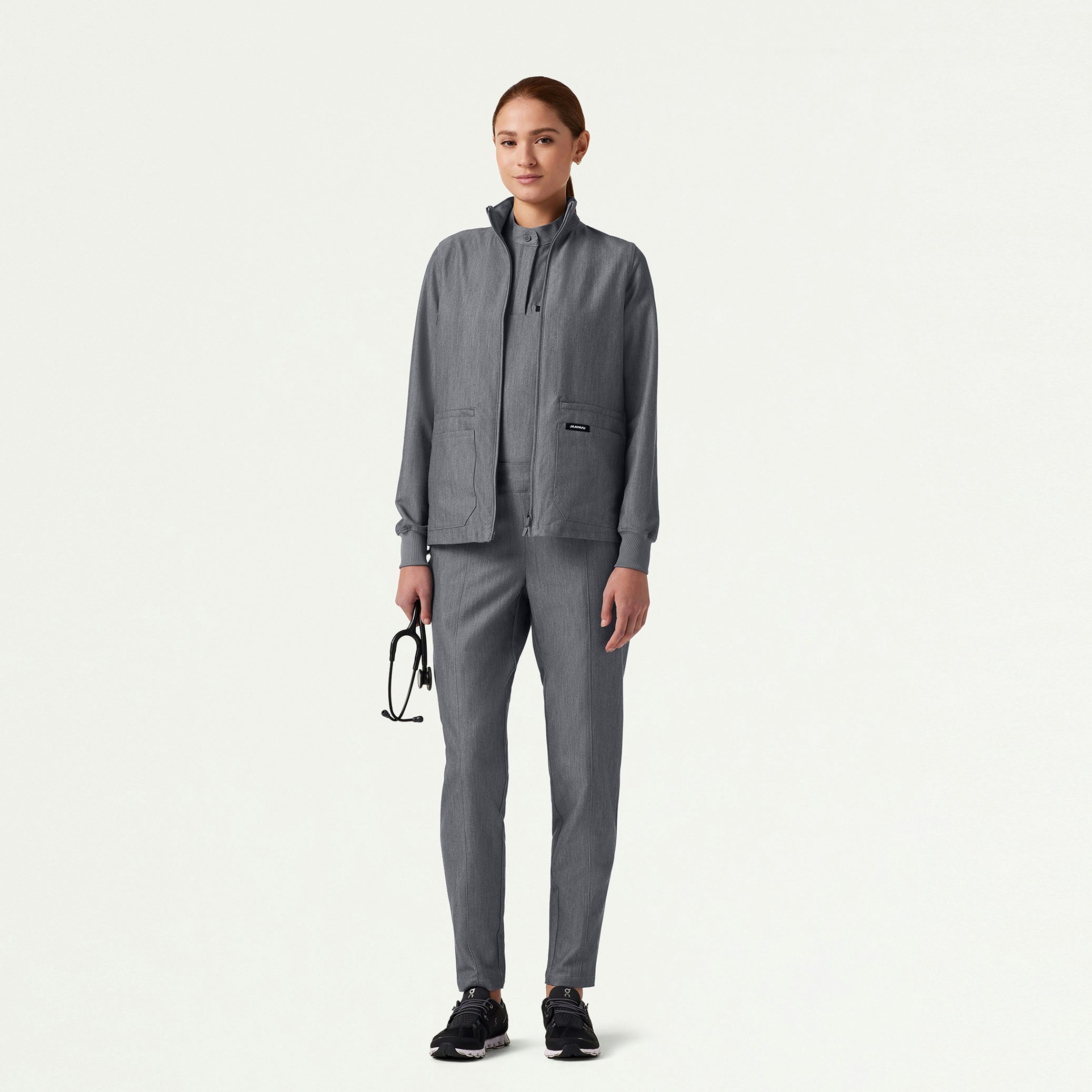 The Morgan Jacket Scrub Set - Heather Gray