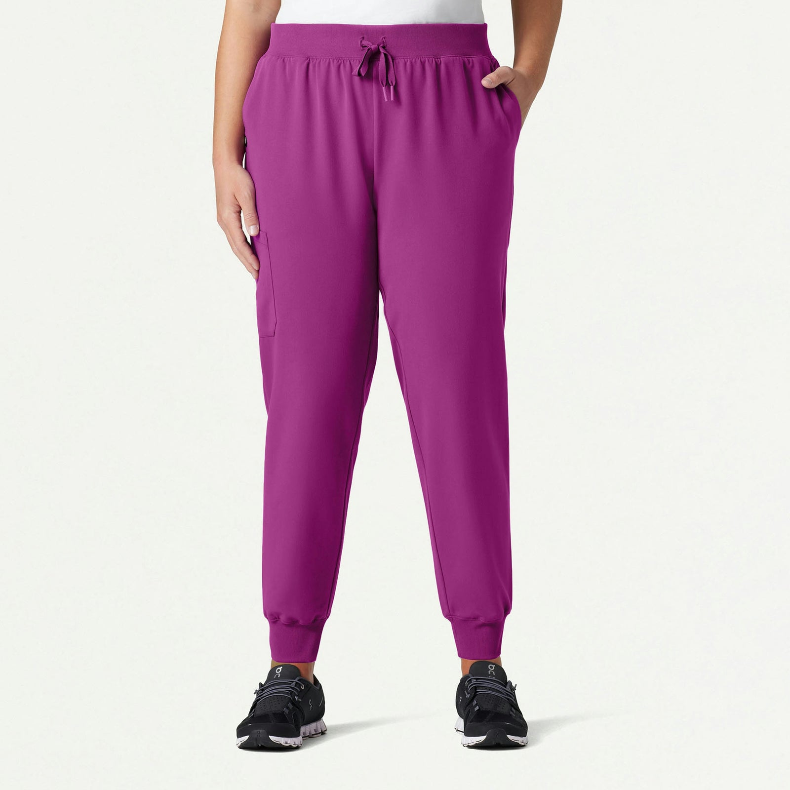 Silex Slim Knit-Waist Scrub Jogger - Vivid Purple - WOMEN'S PANTS - Jaanuu