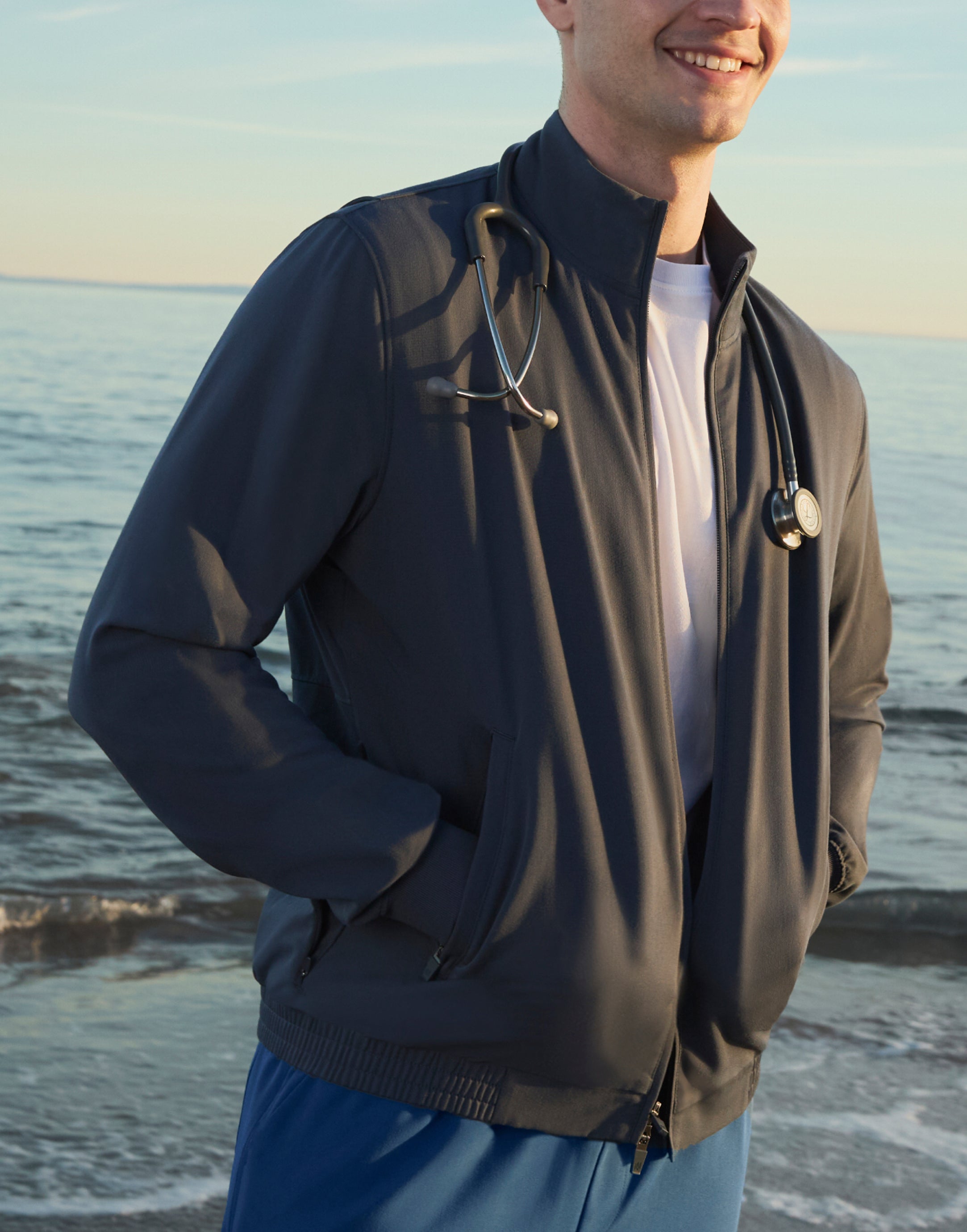 Wolfe 6-Pocket Scrub Jacket - Ceil Blue | JAANUU