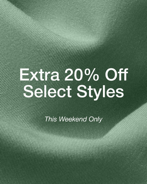 Image of text, "Extra 20% Off Select Styles. This Weekend Only." - Women Nav Tile