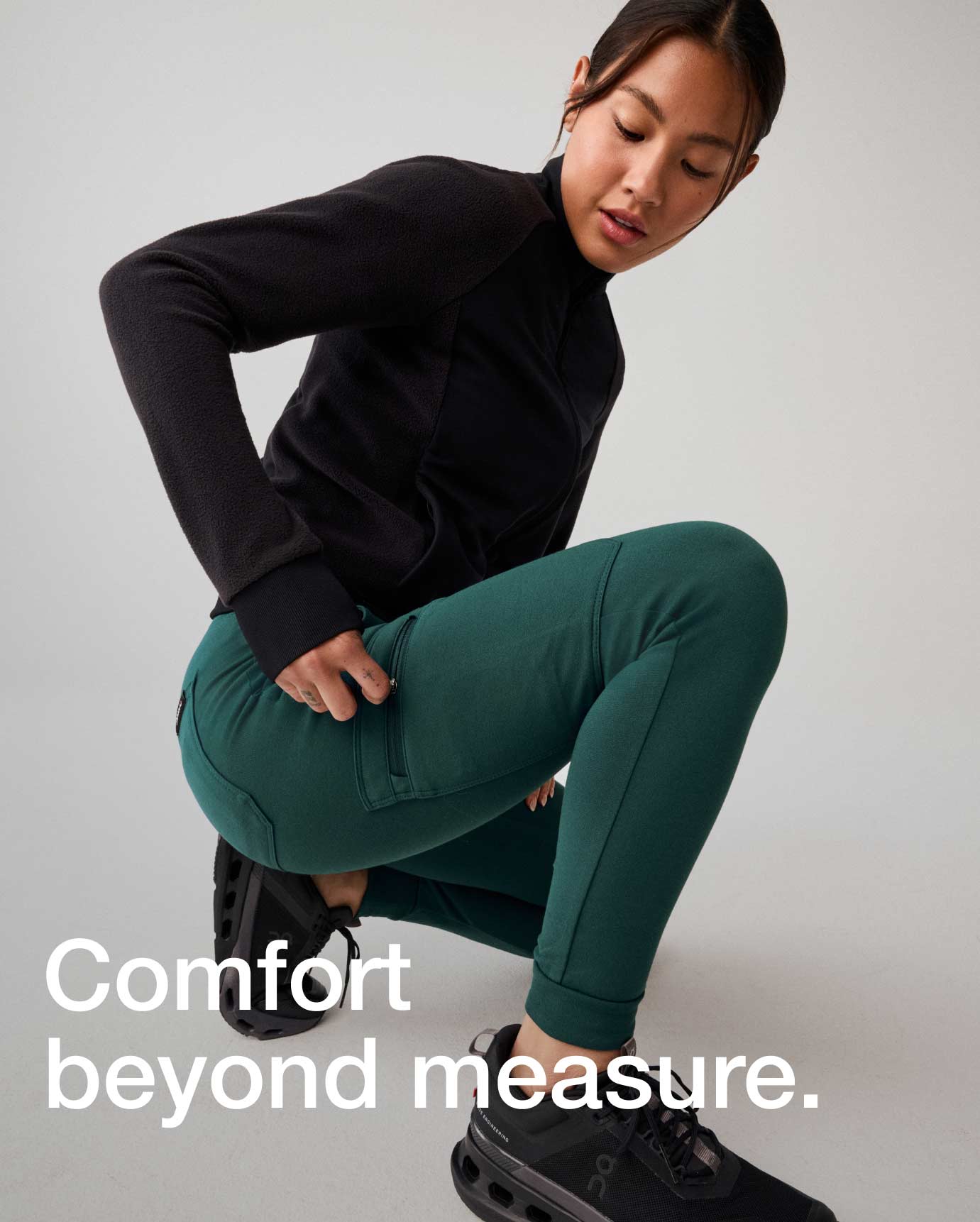 Image of woman in scrubs with text on image, "Comfort beyond measure."