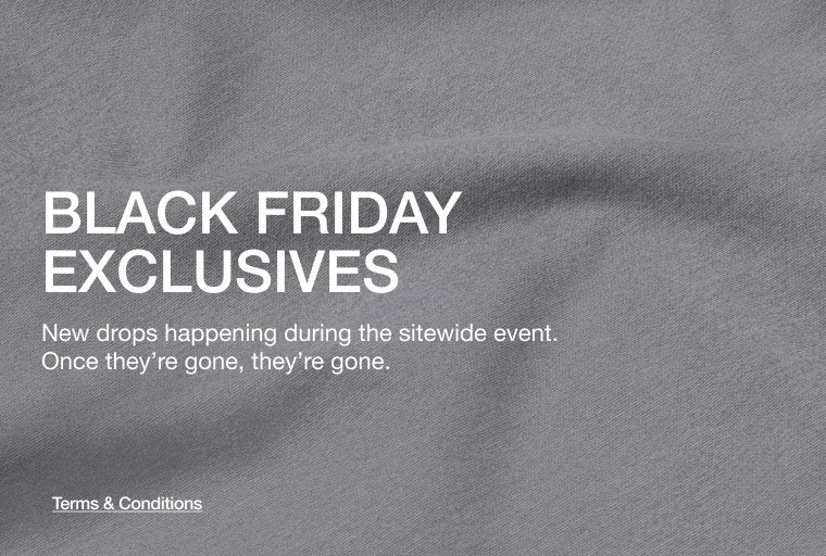 Close up image of Graphite scrub fabric. Image has text, "BLACK FRIDAY EXCLUSIVES. New drops happening during the sitewide event. Once they're gone, they're gone. Click to see Terms and Conditions."