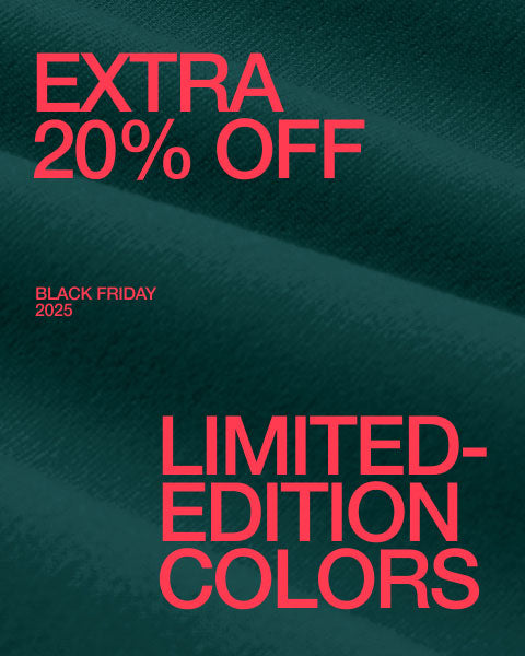 Close up image of fabric with text, "Black Friday 2025. Extra 20% Off Limited Edition Colors." - Women Nav Tile