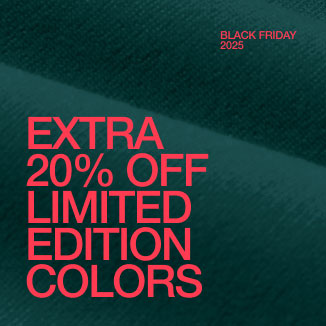 Close up image of fabric with text, "Black Friday 2025. Extra 20% Off Limited Edition Colors." - Women Nav Tile