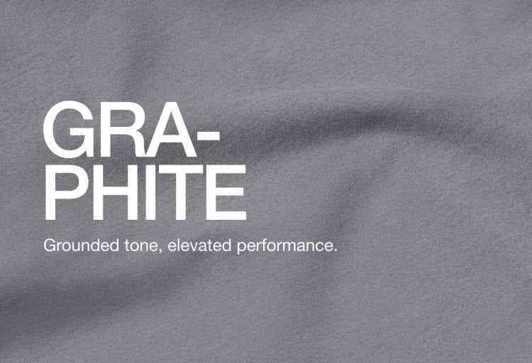 Image of Graphite fabric with text, "Graphite: Grounded tone, elevated performance."
