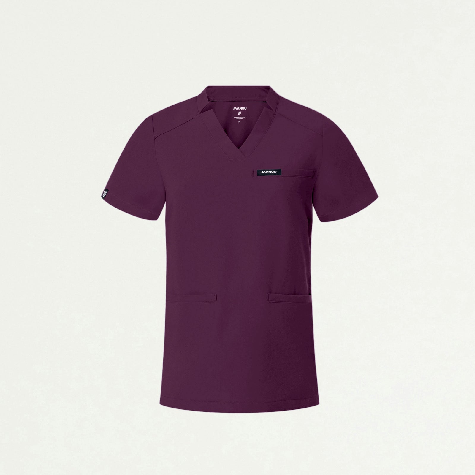 Helia Slim Notched V-Neck Scrub Top - Dark Amethyst - WOMEN'S TOPS - Jaanuu