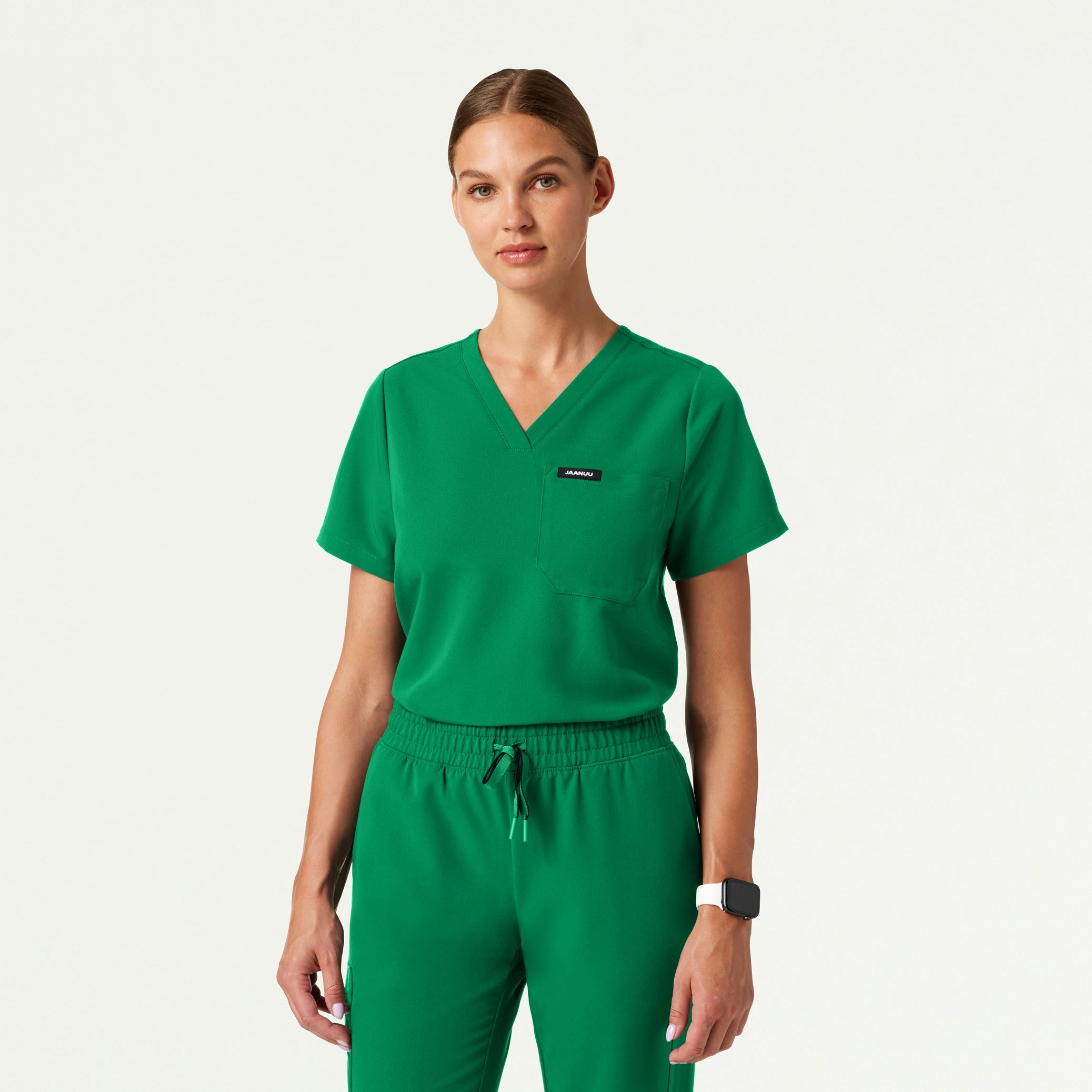 Rhena Essential 1-Pocket Scrub Top - Emerald Green - WOMEN'S TOPS - Jaanuu