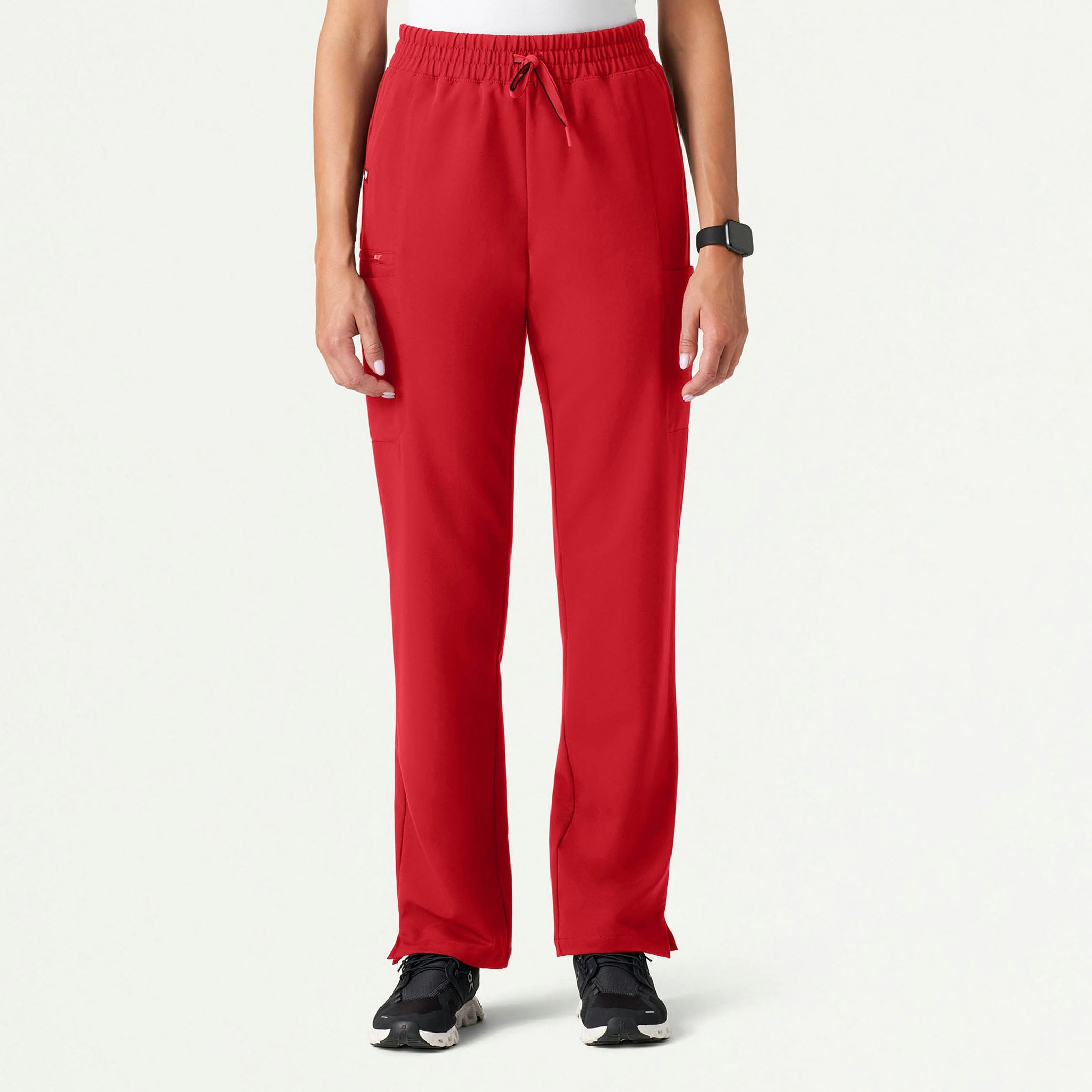 Payla 8-Pocket High Waisted Scrub Pant - Brilliant Red - WOMEN'S PANTS - Jaanuu