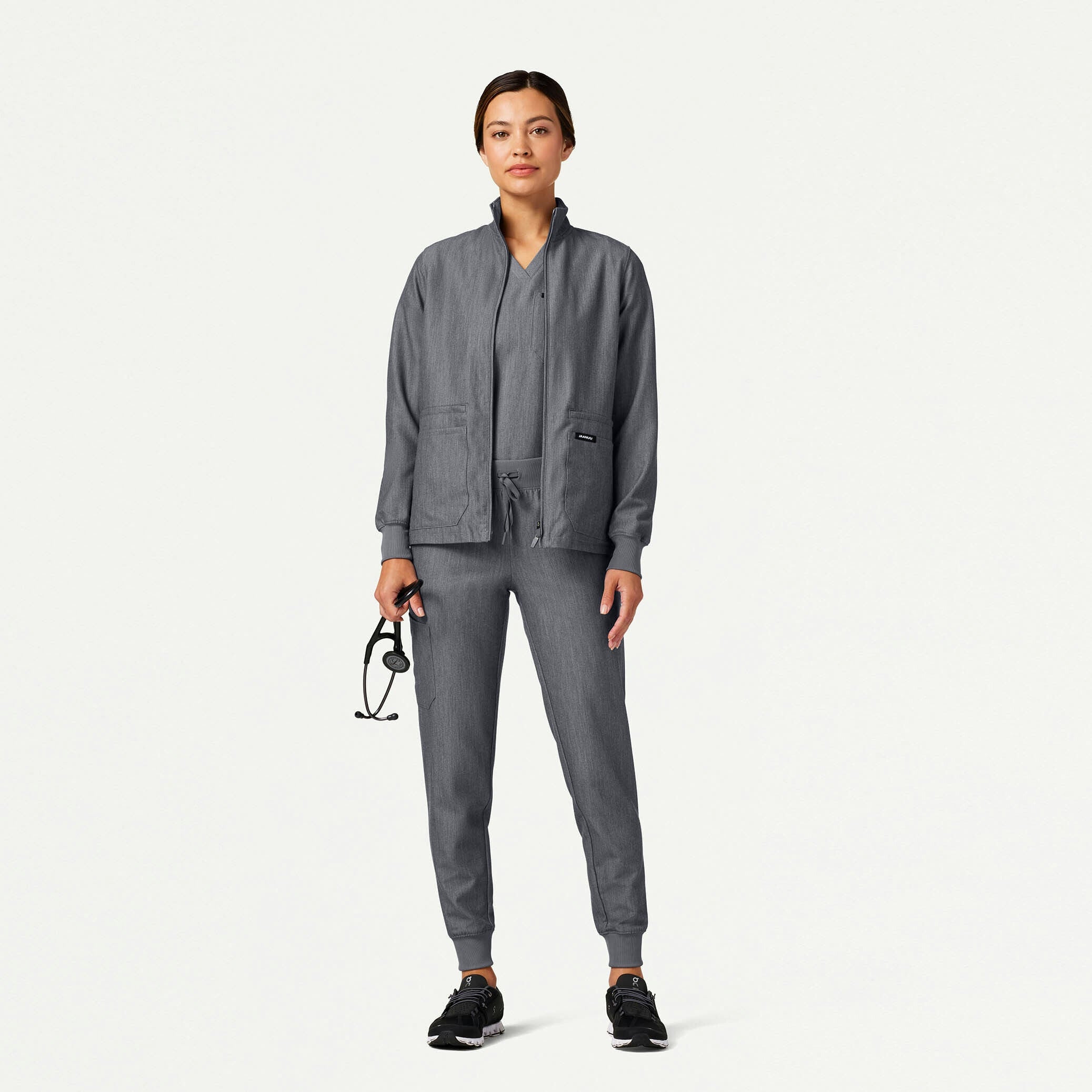 The Alex Jacket Scrub Set - Heather Gray