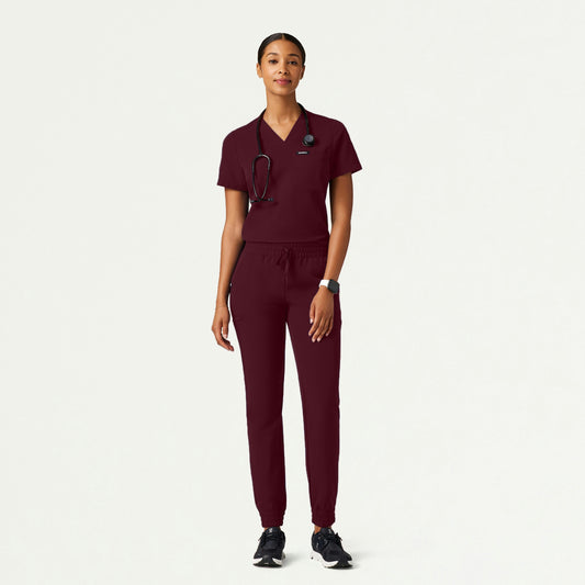 The Verda Essential Scrub Set - Burgundy