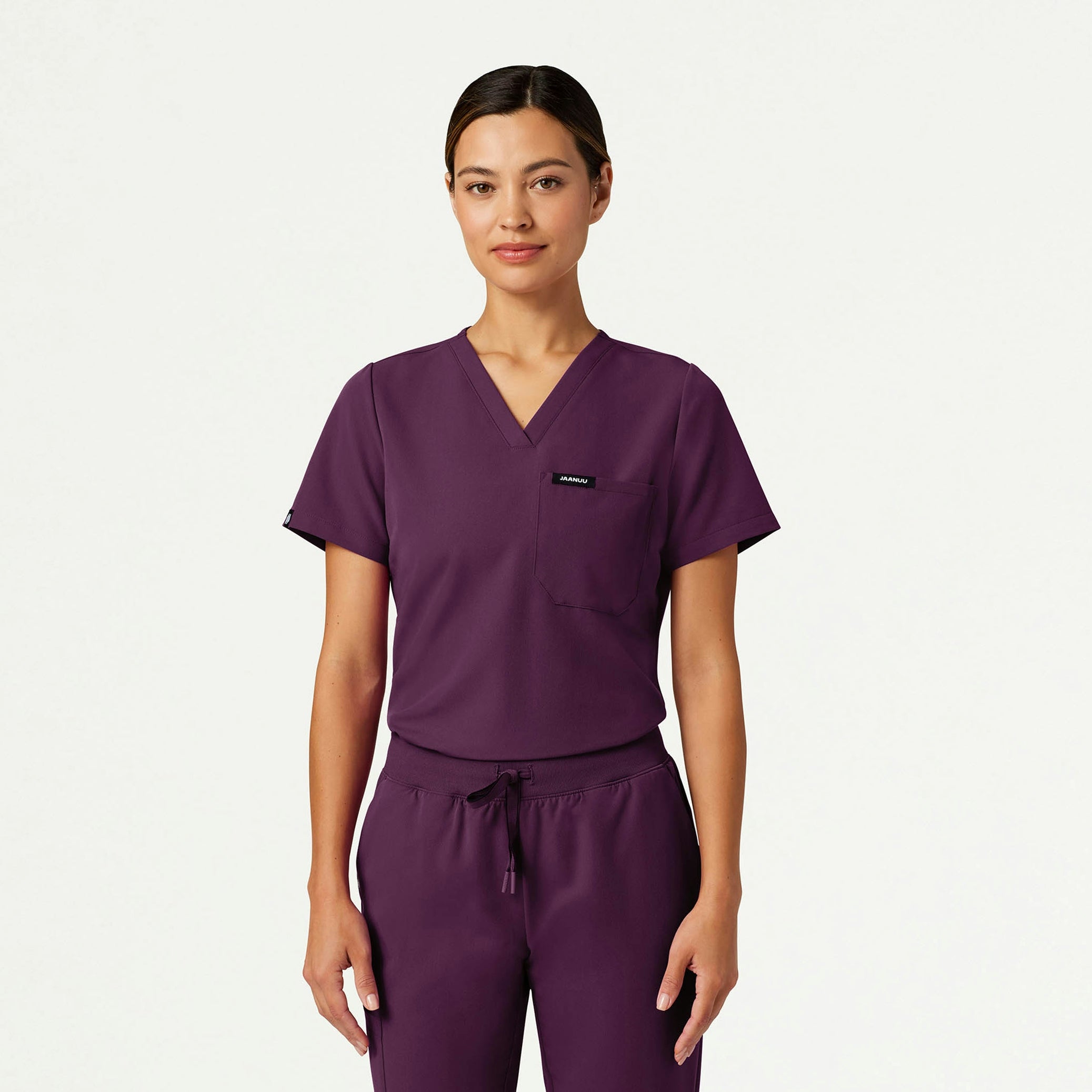 Rhena Slim Essential 1-Pocket Scrub Top - Dark Amethyst - WOMEN'S TOPS - Jaanuu
