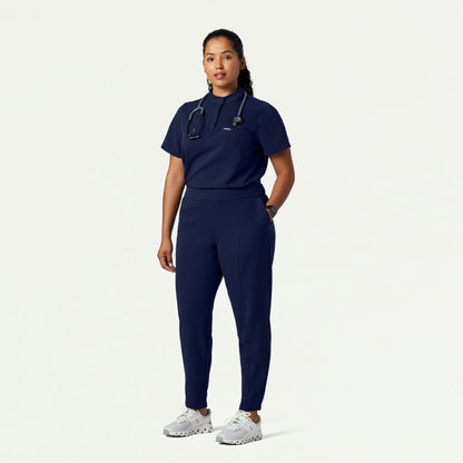 Savi Tuck-In Stand-Collar Scrub Top - Midnight Navy - WOMEN'S TOPS - Jaanuu