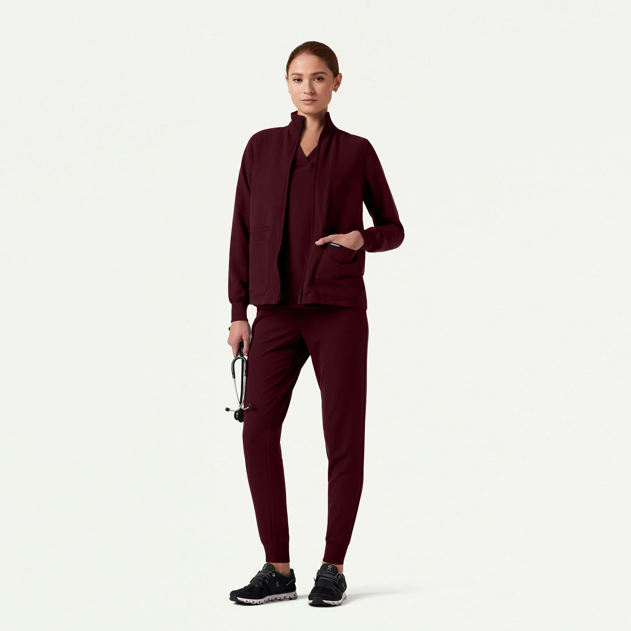 The Emile Jacket Scrub Set - Burgundy