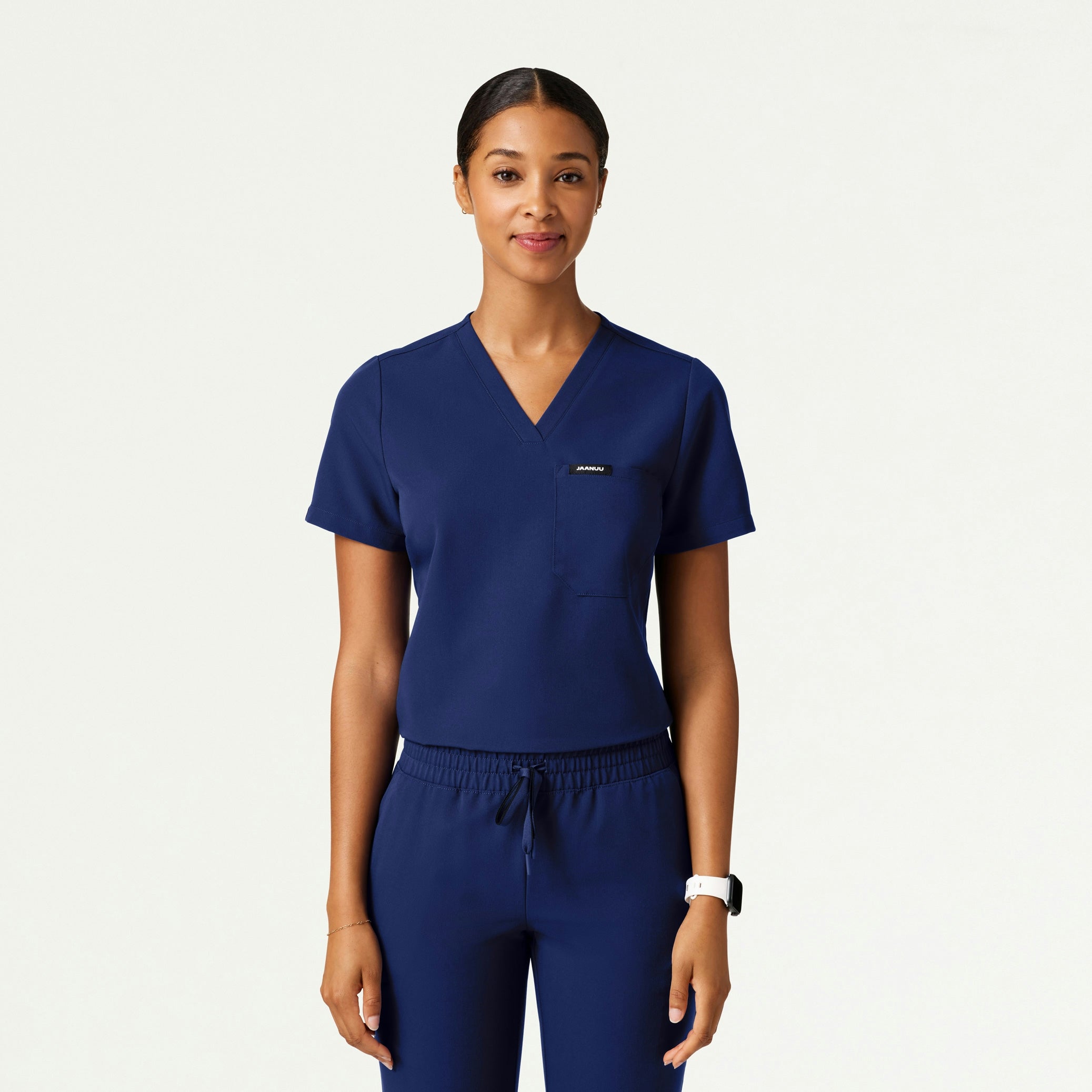 Rhena Slim Essential 1-Pocket Scrub Top - Navy Blue - WOMEN'S TOPS - Jaanuu