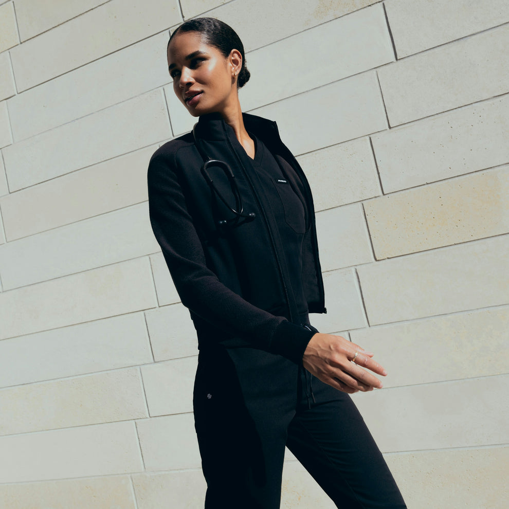 Cloud Hybrid Fleece Bomber Jacket - Black – JAANUU
