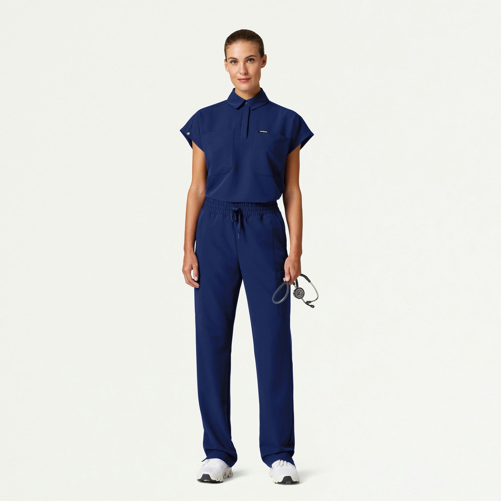 Payla 8-Pocket High Waisted Scrub Pant - Navy Blue - WOMEN'S PANTS - Jaanuu