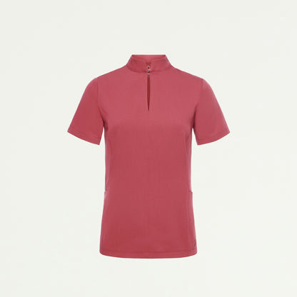 Aria Fit & Flare Mock-Neck Scrub Top - Mulberry - WOMEN'S TOPS - Jaanuu