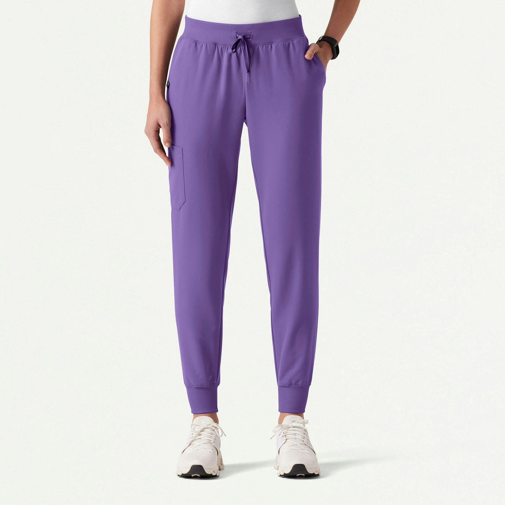 Silex Slim Knit-Waist Scrub Jogger - Violet - WOMEN'S PANTS - Jaanuu