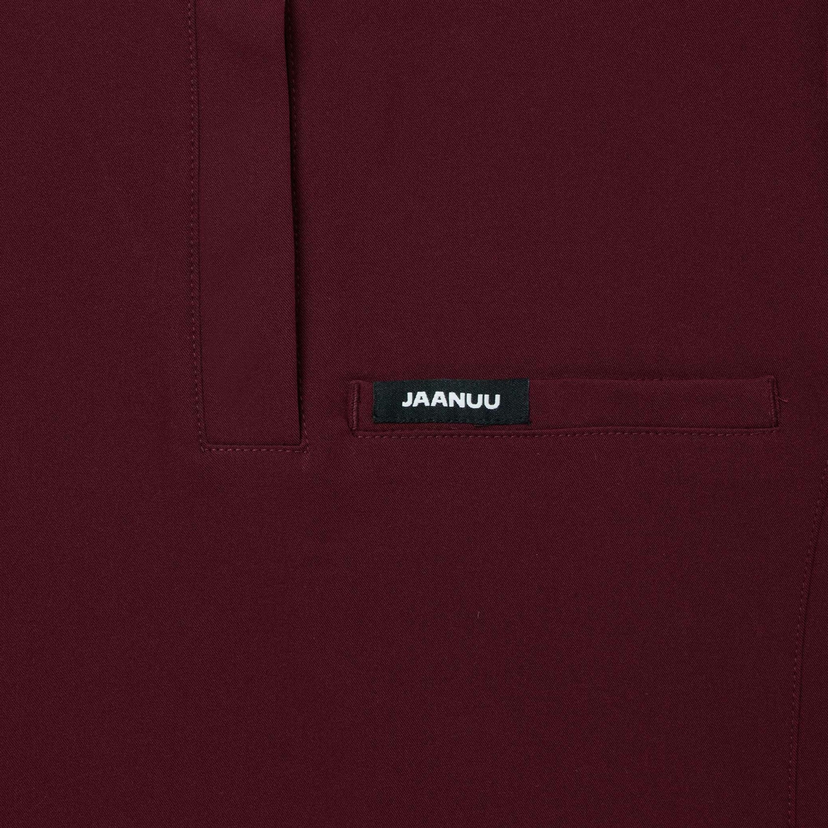 Savi Tuck-In Stand-Collar Scrub Top - Burgundy - WOMEN'S TOPS - Jaanuu
