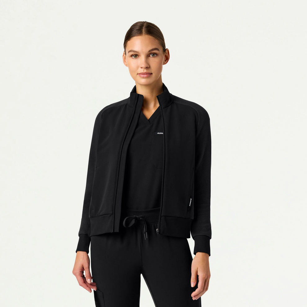 Cloud Hybrid Fleece Bomber Jacket - Black – JAANUU