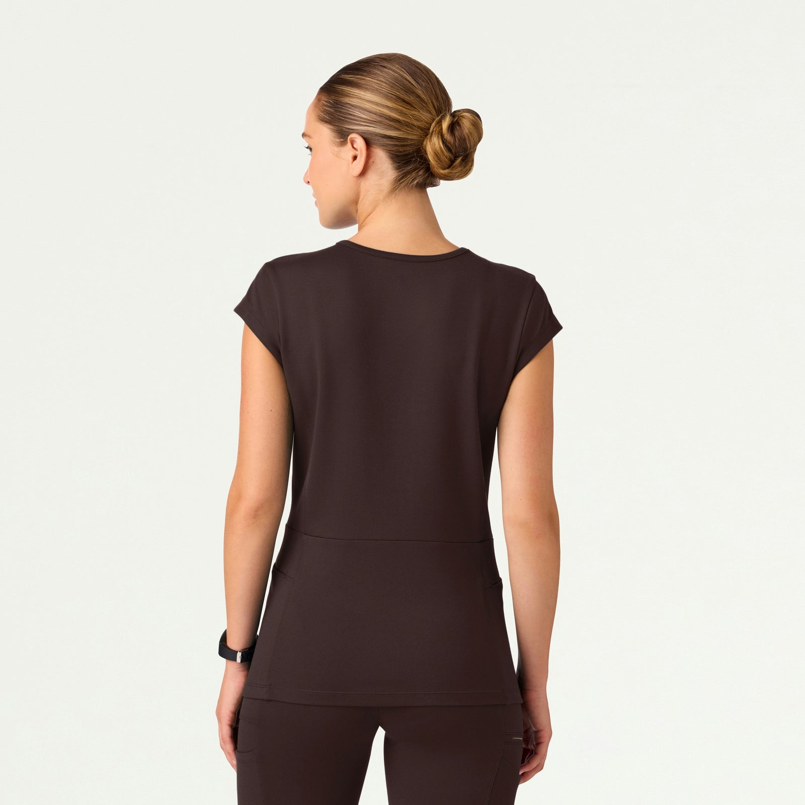 Isla Mock-Wrap ULTRAsoft Scrub Top - Espresso - WOMEN'S TOPS - Jaanuu