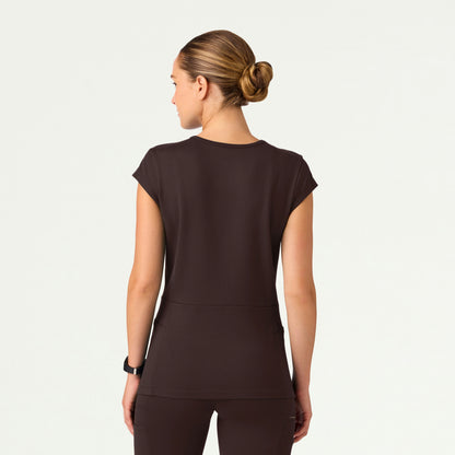 Isla Mock-Wrap ULTRAsoft Scrub Top - Espresso - WOMEN'S TOPS - Jaanuu