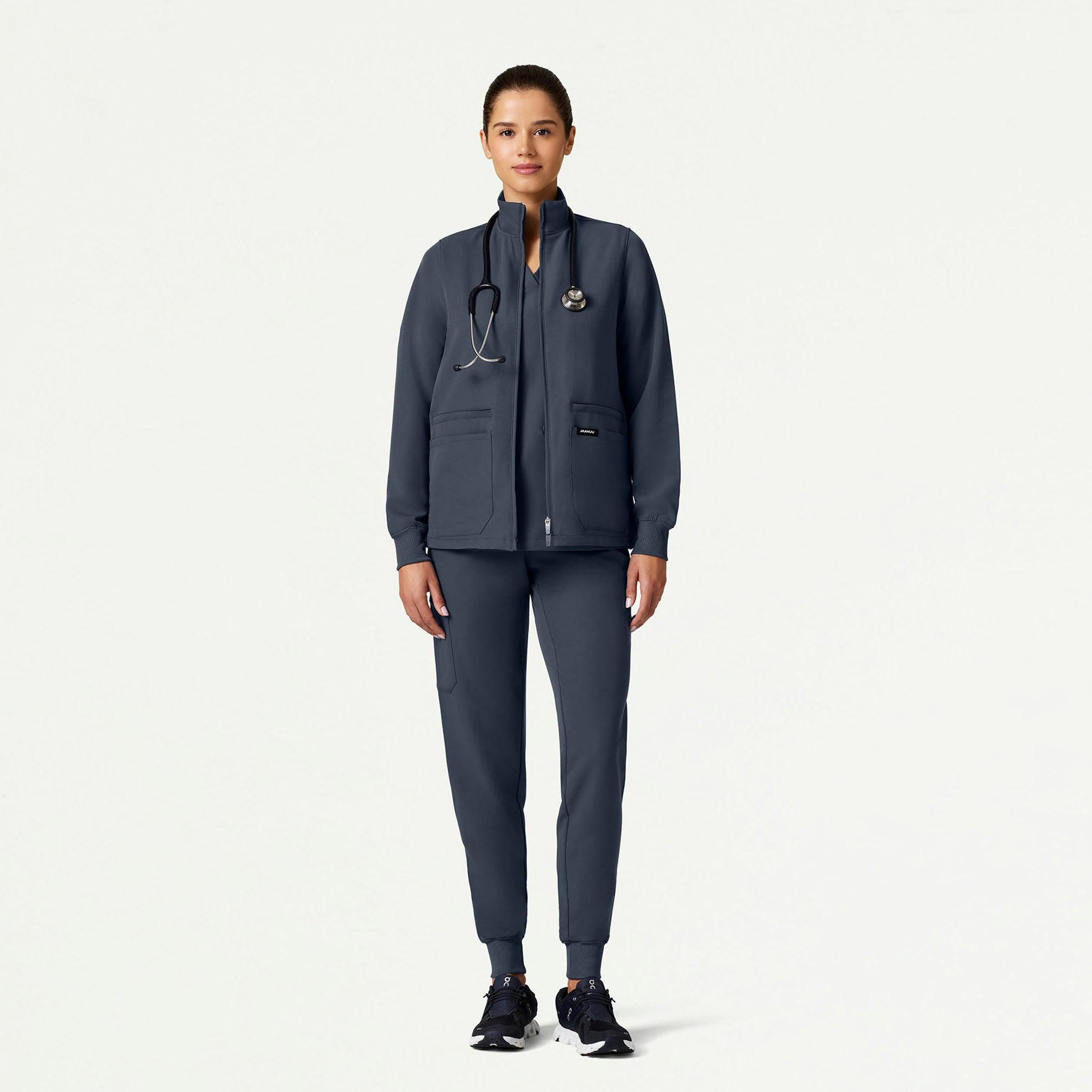The Gia Jacket Scrub Set - Carbon Gray