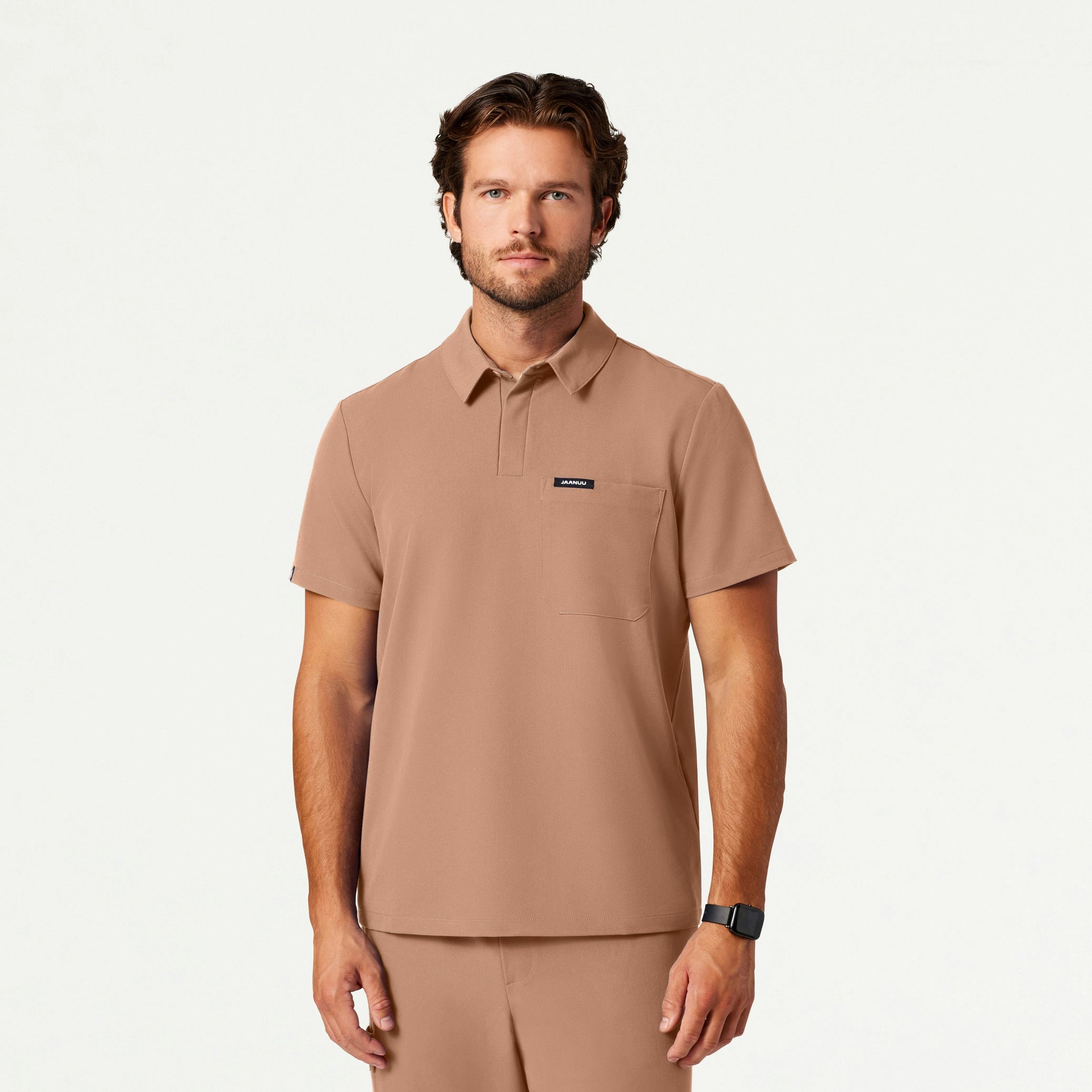 Axis Polo Scrub Top - Clay - MEN'S TOPS - Jaanuu