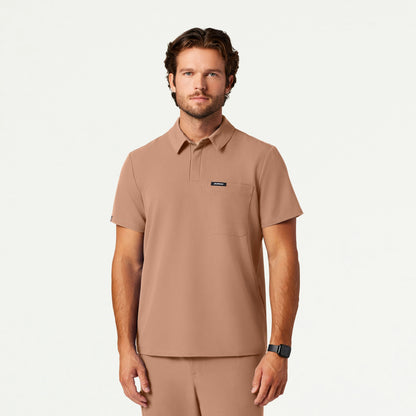 Axis Polo Scrub Top - Clay - MEN'S TOPS - Jaanuu