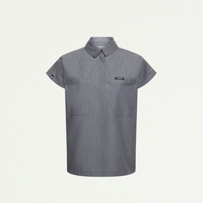 Acta Oversized 2-Pocket Scrub Top - Heather Gray - WOMEN'S TOPS - Jaanuu