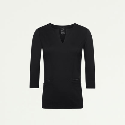 Zoe Slim 3/4-Sleeve ULTRAsoft Scrub Top - Black - WOMEN'S TOPS - Jaanuu
