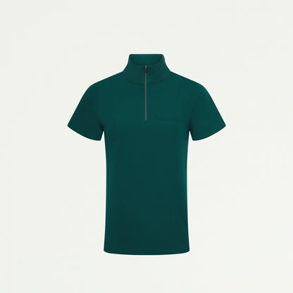Nora Half-Zip Collared Scrub Top - Midnight Green - WOMEN'S TOPS - Jaanuu