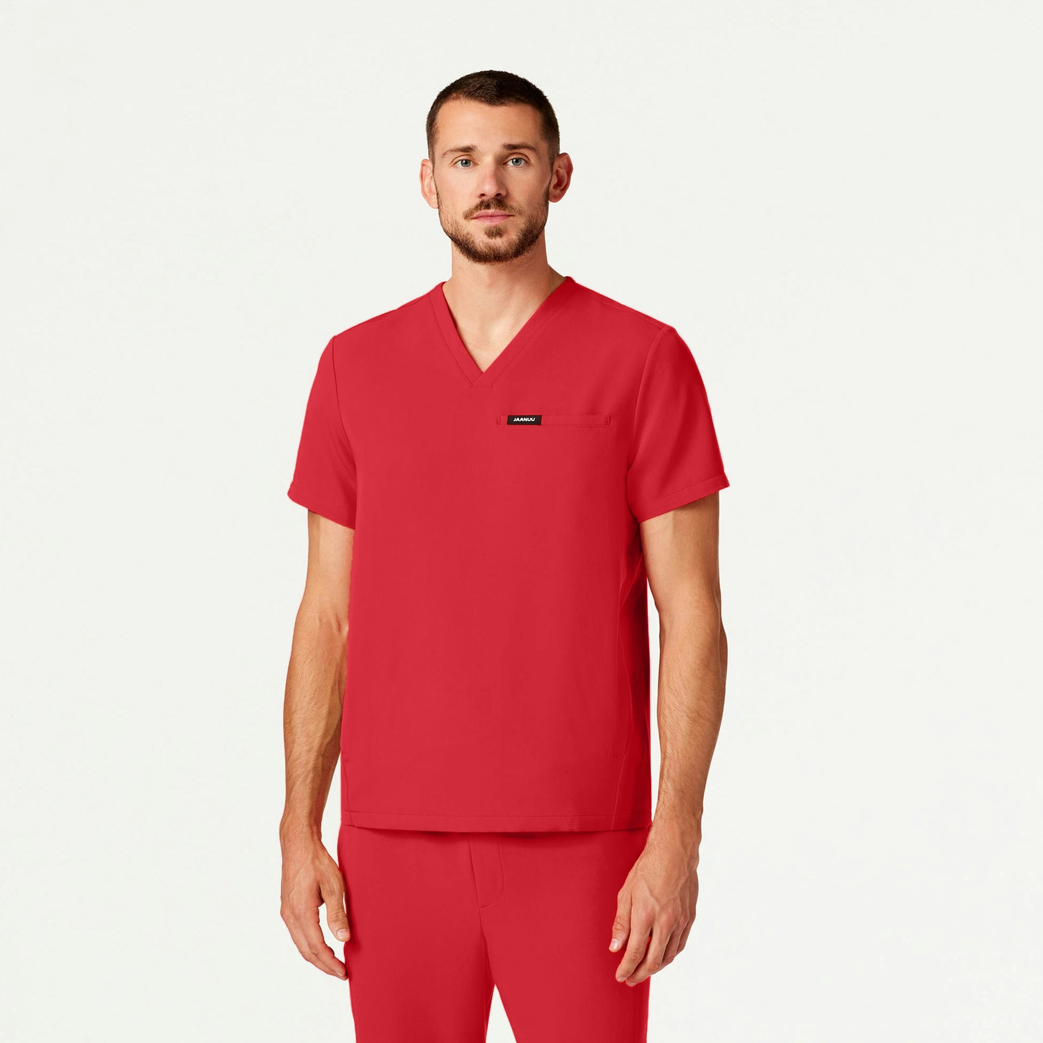 Platt 3-Pocket Scrub Top - Brilliant Red - MEN'S TOPS - Jaanuu