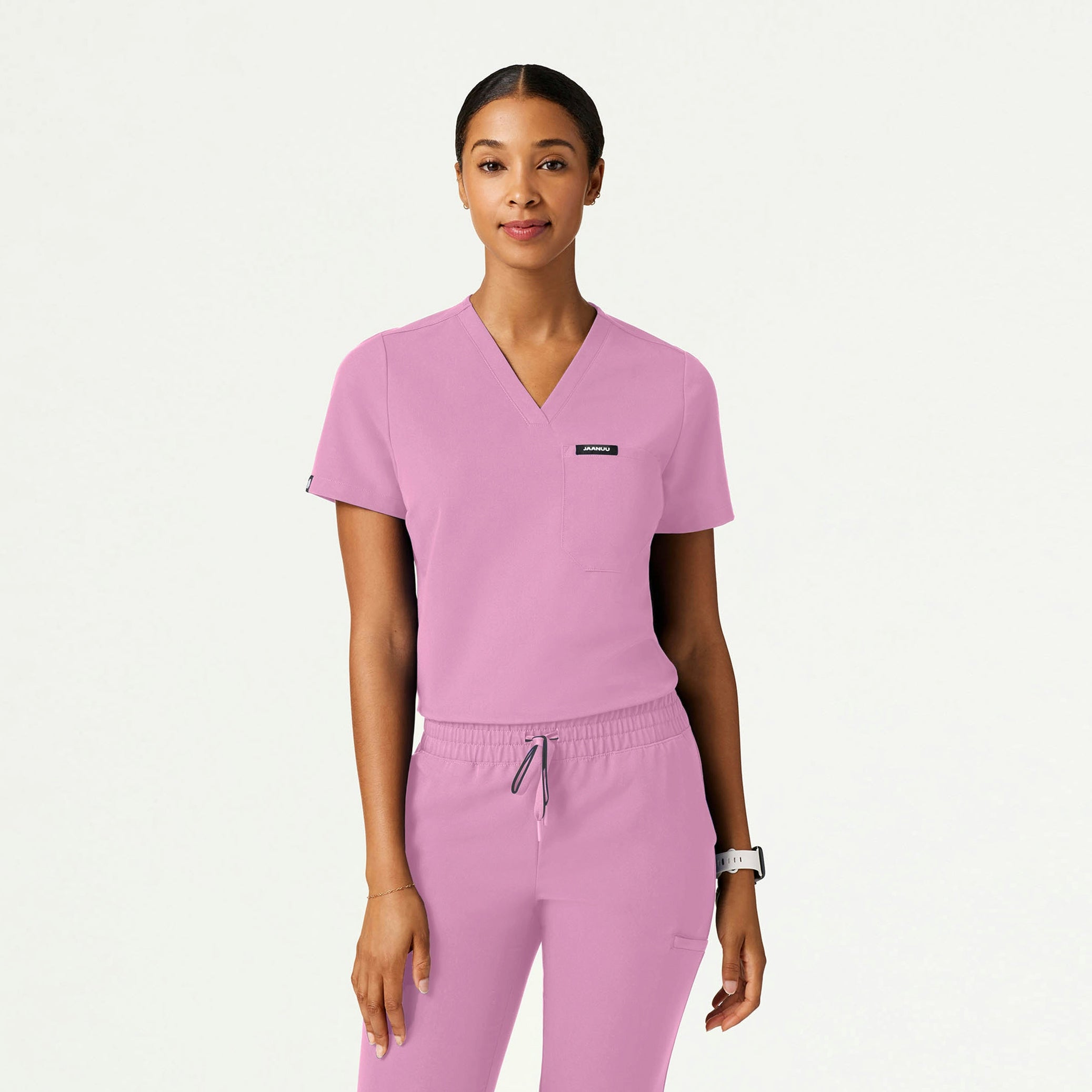 Rhena Slim Essential 1-Pocket Scrub Top - Light Magenta - WOMEN'S TOPS - Jaanuu