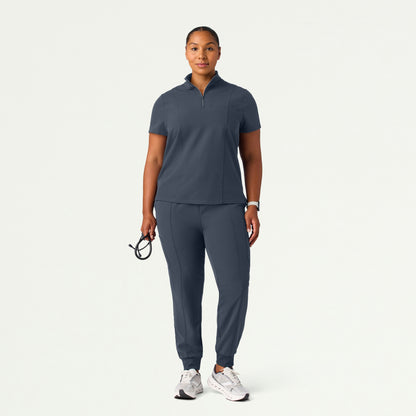 Nora Half-Zip Collared Scrub Top - Carbon Gray - WOMEN'S TOPS - Jaanuu
