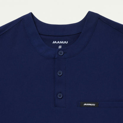 Reeve Henley Scrub Top - Midnight Navy - MEN'S TOPS - Jaanuu
