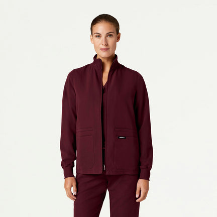 Ceri Essential 6-Pocket Scrub Jacket - Burgundy - WOMEN'S JACKETS - Jaanuu