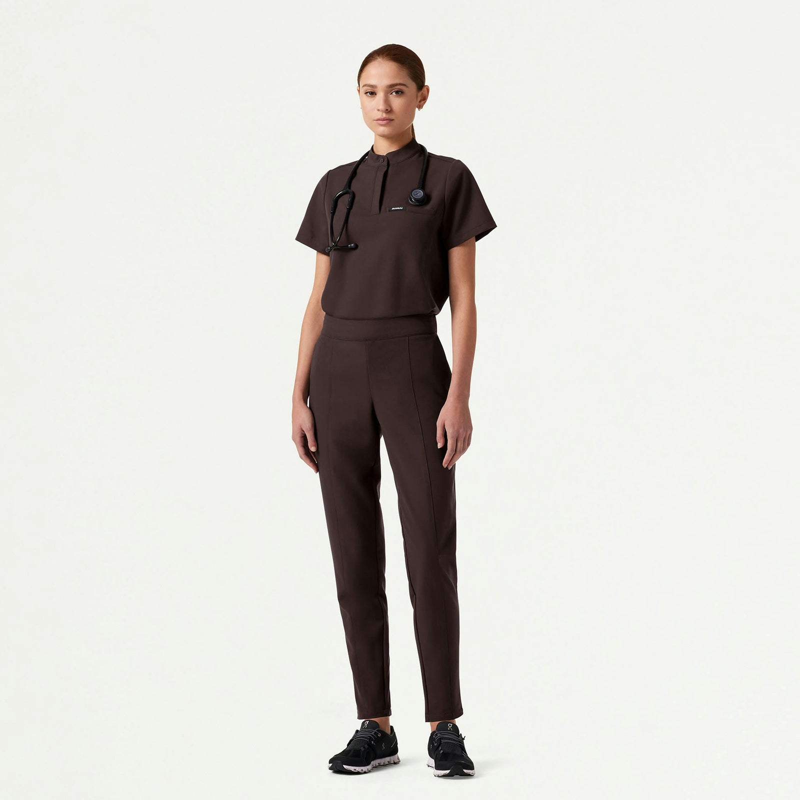 Lio Tapered 5-Pocket Scrub Pant - Espresso - WOMEN'S PANTS - Jaanuu