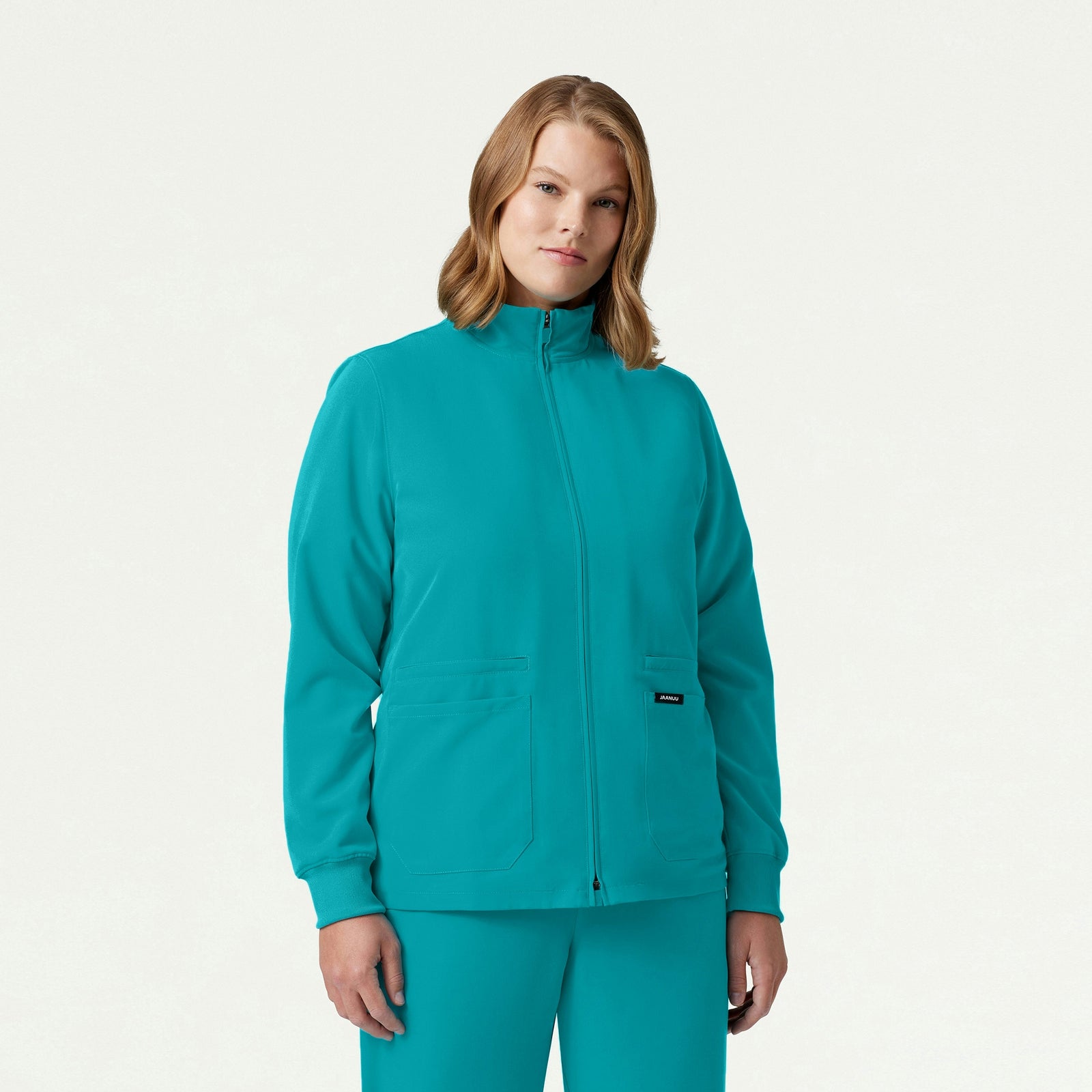Ceri Essential 6-Pocket Scrub Jacket - Aqua - WOMEN'S JACKETS - Jaanuu