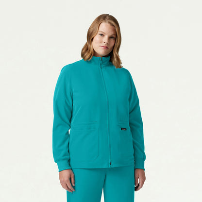 Ceri Essential 6-Pocket Scrub Jacket - Aqua - WOMEN'S JACKETS - Jaanuu