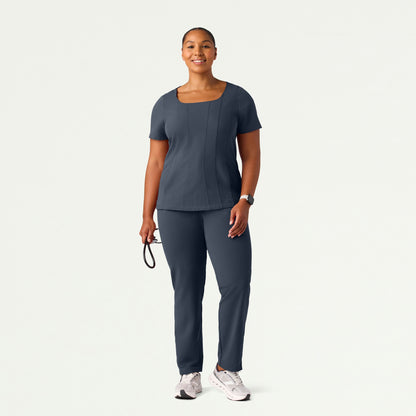 Emery Slim Square-Neck Scrub Top - Carbon Gray - WOMEN'S TOPS - Jaanuu