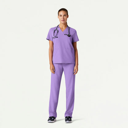 Helia Notched V-Neck Scrub Top - Lilac - WOMEN'S TOPS - Jaanuu