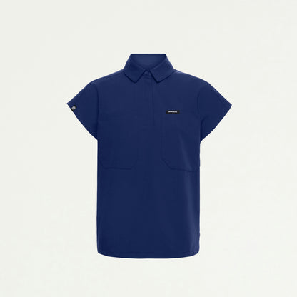 Acta Oversized 2-Pocket Scrub Top - Navy Blue - WOMEN'S TOPS - Jaanuu