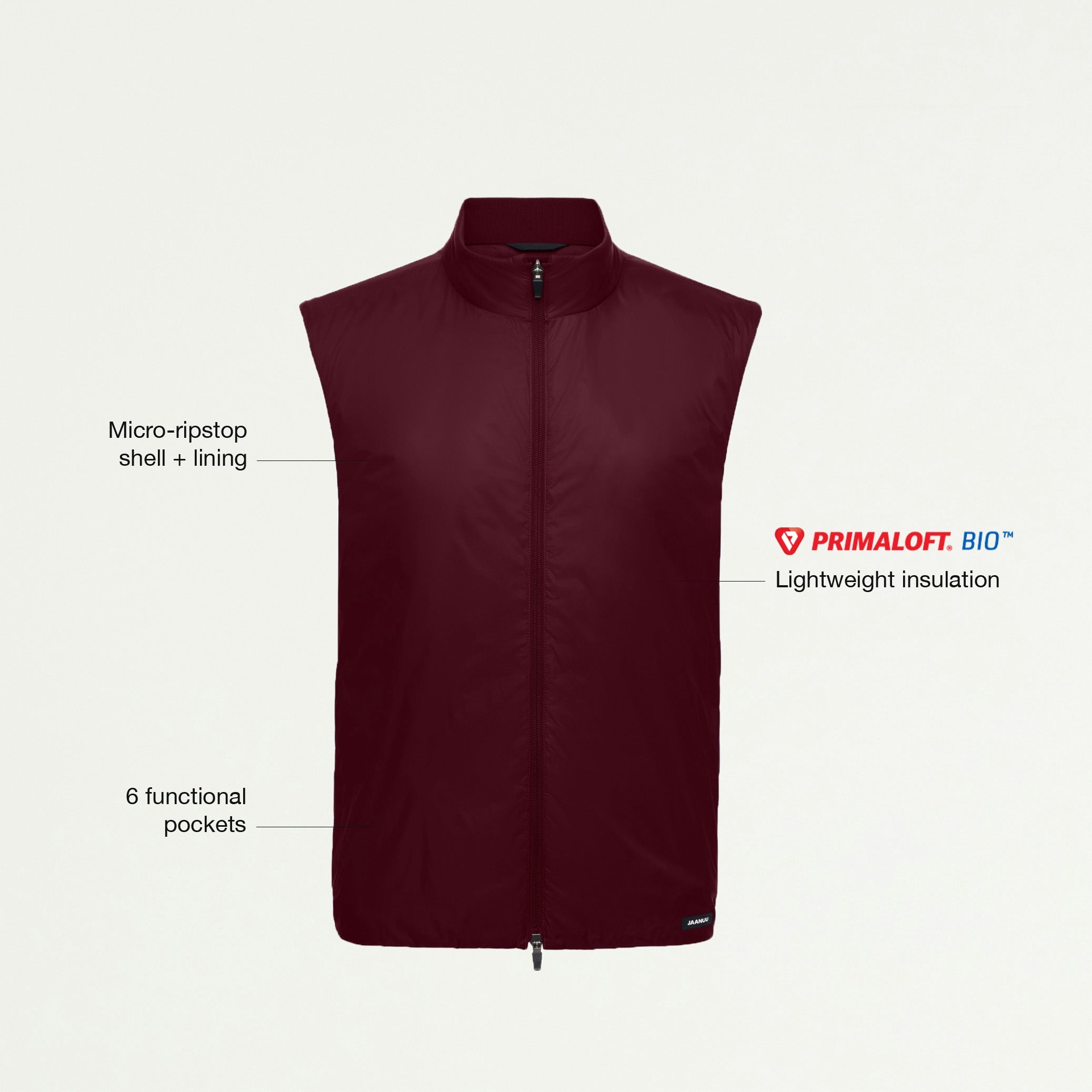 Phantom Insulated Vest - Burgundy - MEN'S JACKETS - Jaanuu